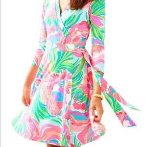 NWT Lilly Pulitzer Wrap Dress in Serene Blue Parad